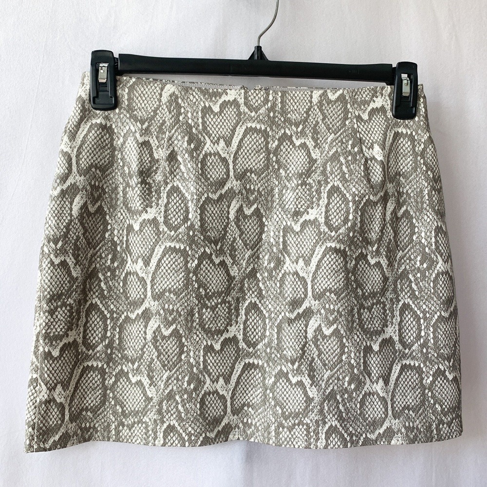After Market Womens Grey Snakeskin Print Mini Skirt Front Ring Zipper Size S